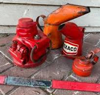 For Sale Vintage Oil cans car jack