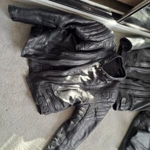 For Sale  His and Her`s leather bike jackets, 1pair trousers.