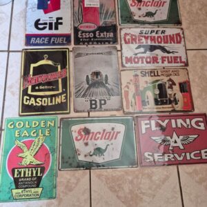For Sale Vintage style metal Petrol signs